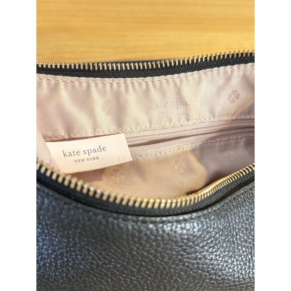 Kate Spade New York Black Pebbled Leather Shoulder Bag Polly Medium Crossbody - Picture 13 of 16
